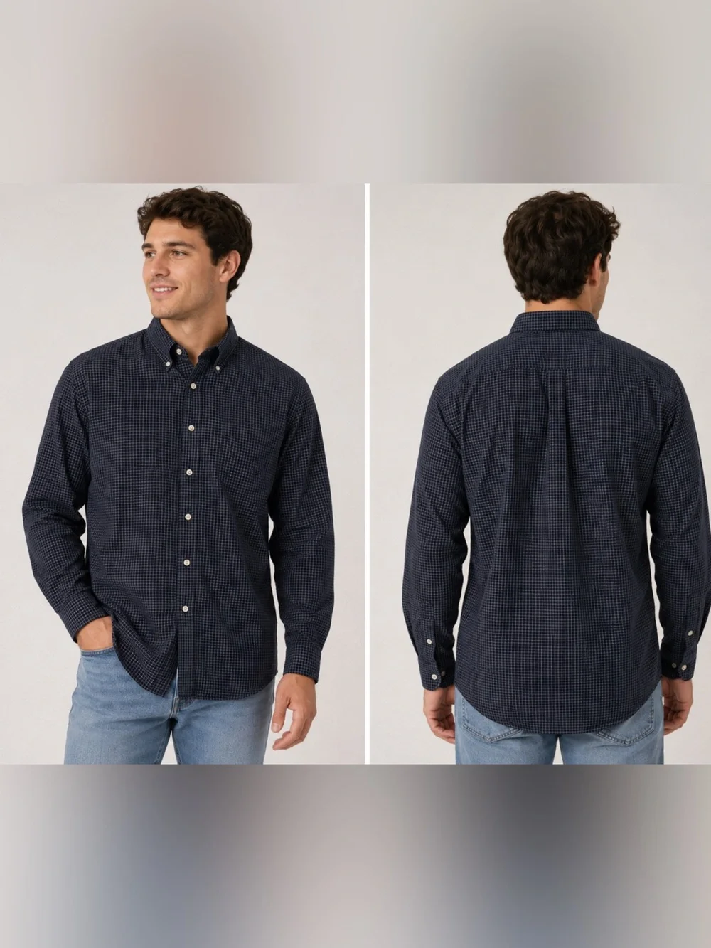 Polo Ralph Lauren Blake XXL Navy Micro-Check Button-Down Shirt-100% Cotton